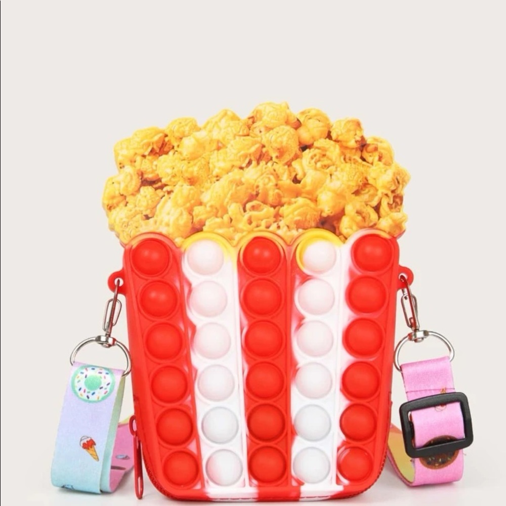 Girls mini crossbody bag popcorn simulation bubble push